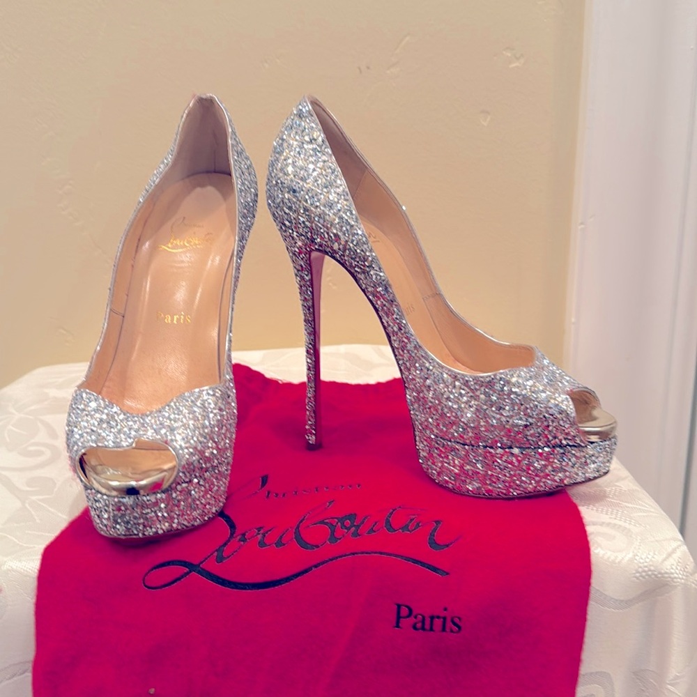 Christian Louboutin fetish peep 150 AliGLITTER/SPECCHIO 37.5